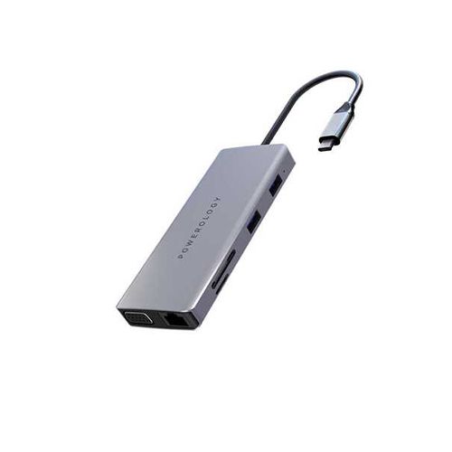 POWEROLOGY 11IN1 USB-C HUB ETHERNET HDMI VGA (60W) - GREY