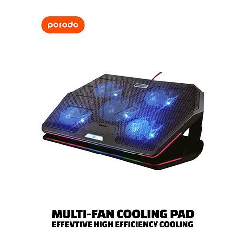 Porodo Gaming Multi-fan Cooling Pad- Black