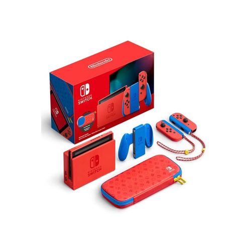 Nintendo Switch Mario Red & Blue Edition Console + Case.