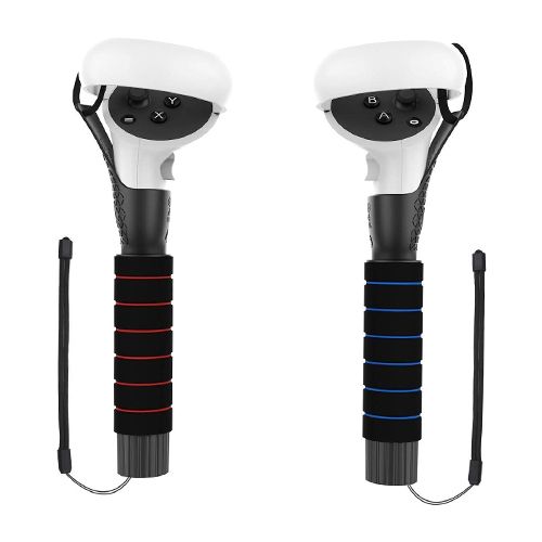 AMVR Dual Handles Extension Grips for Oculus Quest, Quest 2 or Rift S Controllers Playing Beat Saber Games