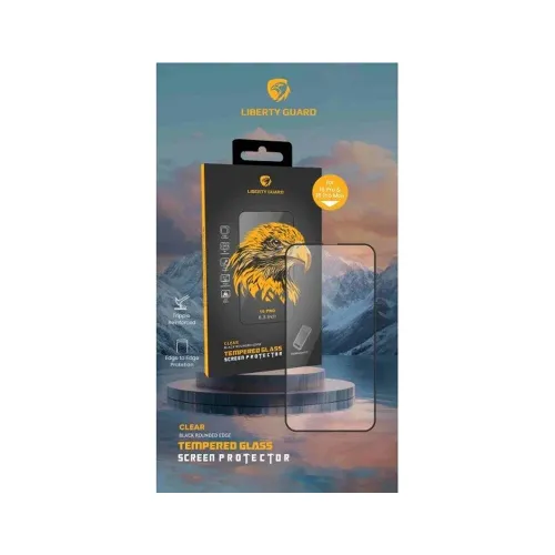 Liberty Guard 2.5d Full Cover Clear Black Edge 3rd Generation Triple Reinforced Glass With Applicator For Iphone 16 Pro Max - 6.9 Inch