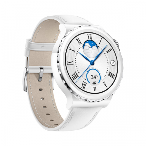 Huawei Watch GT3 Pro (FRIGGA-B19V) Smartwatch - White Leather Strap 43mm