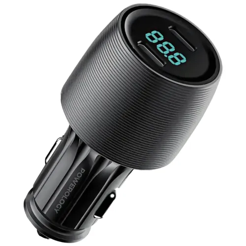 Powerology Velox 66W Dual-Port Car Charger - Black