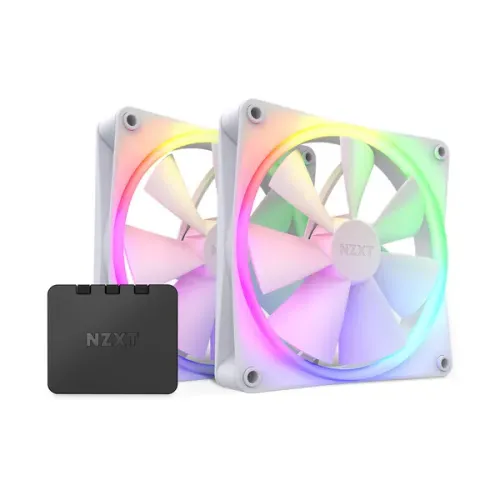 NZXT F140 RGB Twin Pack 2 x 140mm RGB Case Fans & Controller - White 32956