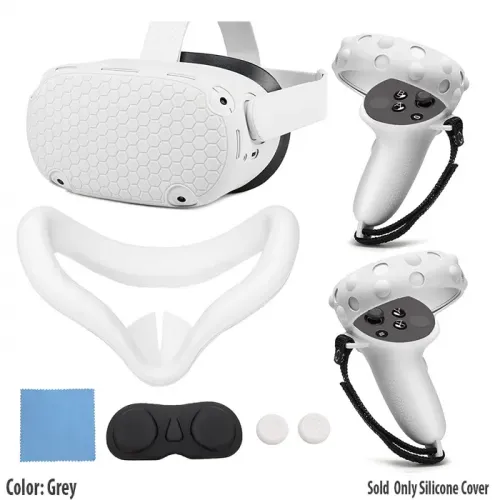 Oculus Quest 2 Silicone Cover Kit Set For Quest 2 Eye Mask Pad Controller Grips Cover Replacement - Grey