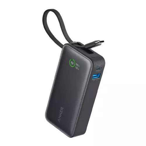 Anker Nano Power Bank (30w, Built-in Usb-c Cable) 10000 Pd - Black