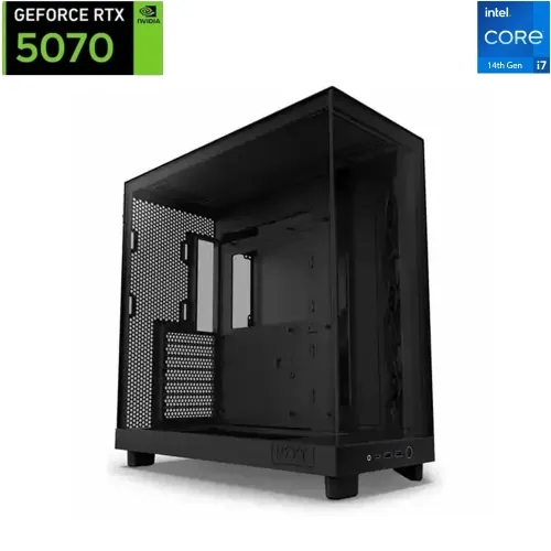 Nzxt H6 Flow Intel Core I7-14th Gen Rtx 5070 Solid Oc 12gb Gaming Pc - Black