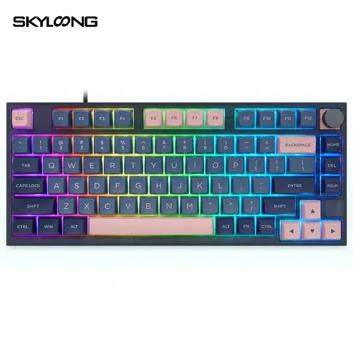 Skyloong Gk75 Rgb Gaming Keyboard Gateron Optical Silver Switch English / Arabic Layout - Blue/Pink