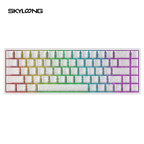 Skyloong Gk68 He Magnetic Wired Gaming Keyboard (Phantom Crystal White) White Contour Keycaps