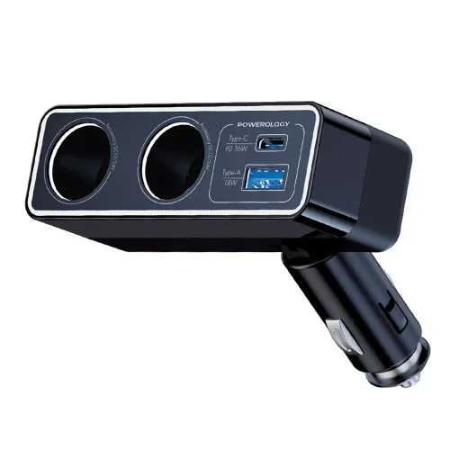 Powerology Brio 54w Multi-port Car Charger - Black