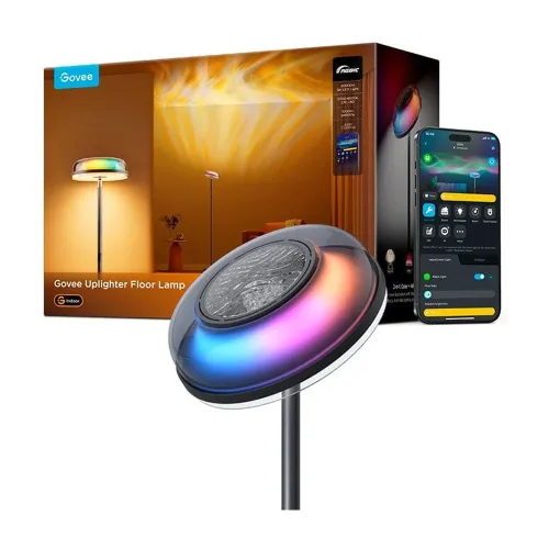 Govee Uplighter Floor Lamp 3 in 1 Lighting Effects, Dynamic Ripple Effect, RGBWW+RGBIC+WW Colors