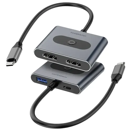 Powerology 4-In-1 USB-C Multi-Function Hub - Gray
