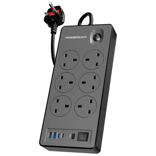 Powerology 6AC 2990W Power Strip PD 20W - Black