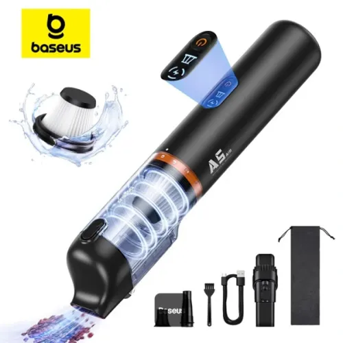 Baseus A5 Car Vacuum Cleaner 16000Pa Power Suction - Portable Cordless, LED Display, High-Efficiency Cordless Vacuum for Car & Home Use - Black
