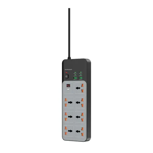 Porodo 3000W | 7AC Universal Power Strip with 6 USB Ports (4C + 2A) - Gray