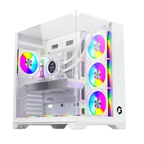 GAMEON Valkyrie I Series Mid Tower Gaming Case (7 ARGB Fans Included) - White