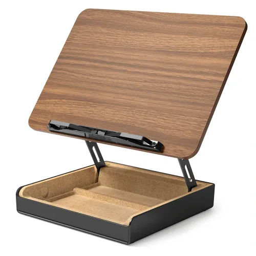 Gamvity Multi-Function Adjustable Wooden & Aluminum Laptop Stand with Storage Base