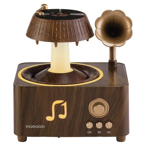 Porodo Lifestyle Concord Vintage Aroma Diffuser & Speaker with Colorful Lighting - Brown