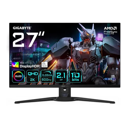 Gigabyte Aorus Fo27q5p 27 Inch 500hz Qhd Hdmi 2.1 0.03ms Oled Gaming Monitor - Black