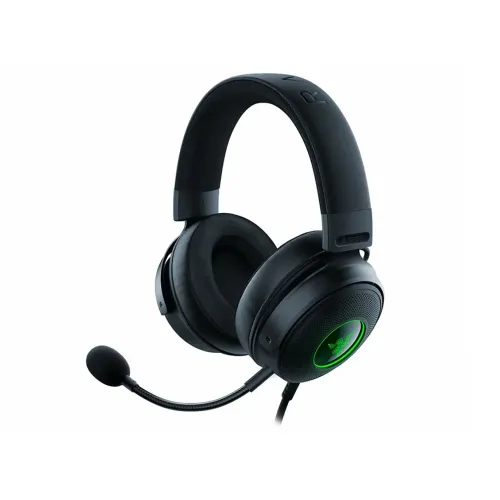 Razer Kraken V3 X Wired USB Gaming Headset: HyperClear Cardioid Mic, Oval Ear Cushions, Hybrid fabric, memory foam ear cushions, USB Type A, Surround sound, Chroma RGB, For PC, PS4 - Black
