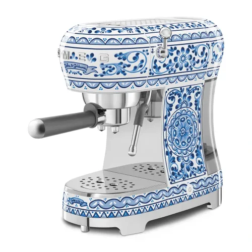 Smeg 50's Style Manual Espresso Coffee Machine, Blu Mediterraneo Smeg & Dolce&gabbana