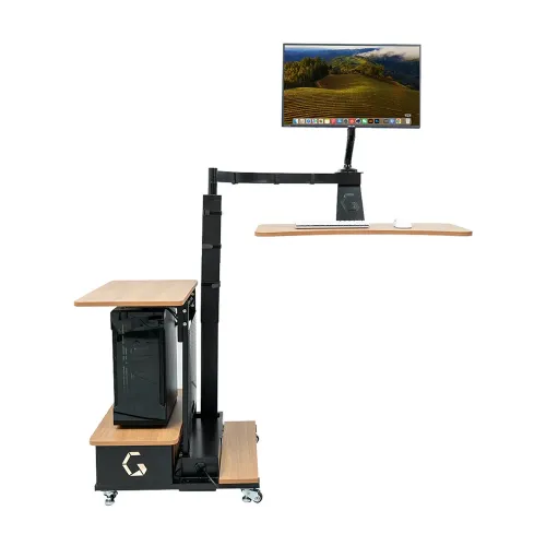 INGREM Left Rudder Adjustable Height Standing Desk with Monitor Arm
