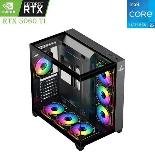 Gaming PC SHARX – Intel Core i5 14th Gen | RTX 5060 Ti 8GB | 1TB SSD | 16GB RAM ATX Mid-Tower Black