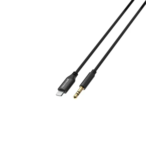 Porodo Braided Aluminum Lightning To 3.5mm Aux Cable 1.2m - Black