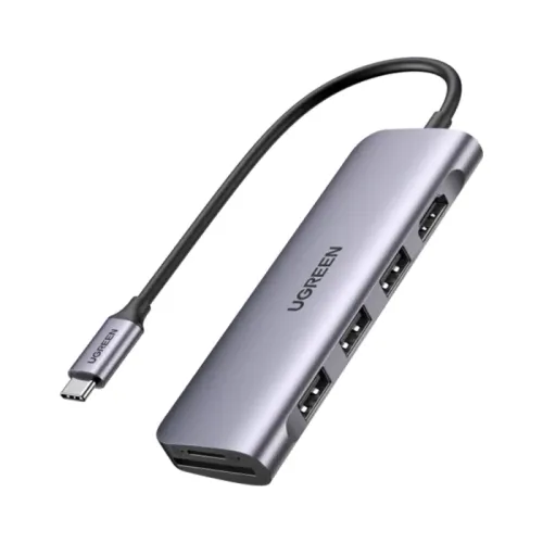UGreen 6 in 1 multifunctional USB HUB Type C - 3x USB 3.2 Gen 1 / HDMI 4K 60Hz / SD and TF card Reader Gray