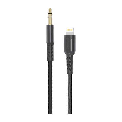 PORODO LIGHTNING TO AUX BREIDED METALLIC DURABLE TOUGH CABLE WITH 1.2M - BLACK