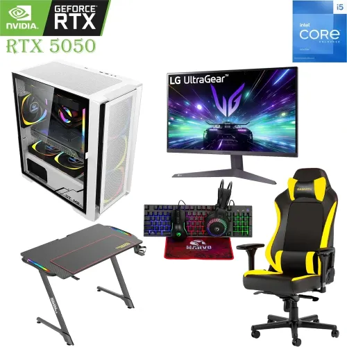 Gaming Pc Bundle Core I5 (13th Gen) – Rtx 5050 8gb With 24"Fhd Monitor / Desk / Chair / Kit
