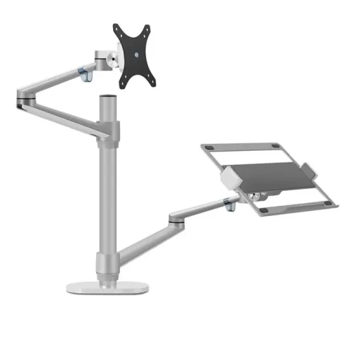 Gamvity OLL-3L Aluminum 2 in 1 Monitor Arm, Laptop Stand 17" - 27", Each Arm upto 6 KG - Silver