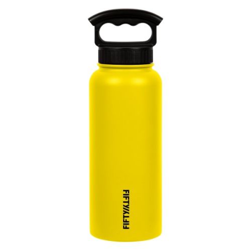 FIFTY/FIFTY 34 Oz Vaccum Insullated Bottle 3 Finger Lid - Color: Yellow