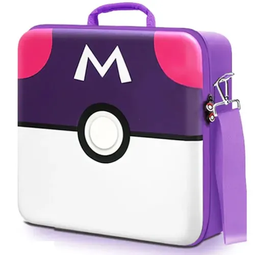 Nintendo Switch Storage Case - Large Capacity Bag For Nintendo Switch OLED Fitness Ring Adventure Game Accessories - Pokemon Ball - Wht & Purple