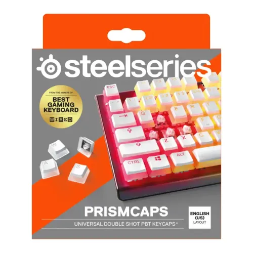 SteelSeries PrismCaps Universal Double Shot PBT Keycaps - White
