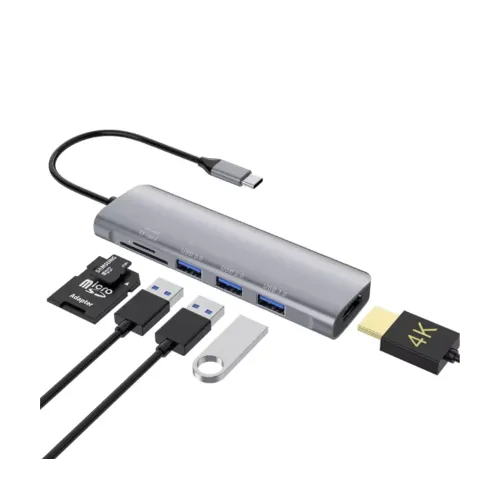 Yuanshan 6 IN 1 USB C HUB with HDMI 4K30HZ + 3 x USB A 3.0 + SD + TF memory card reader slot multi port adapter