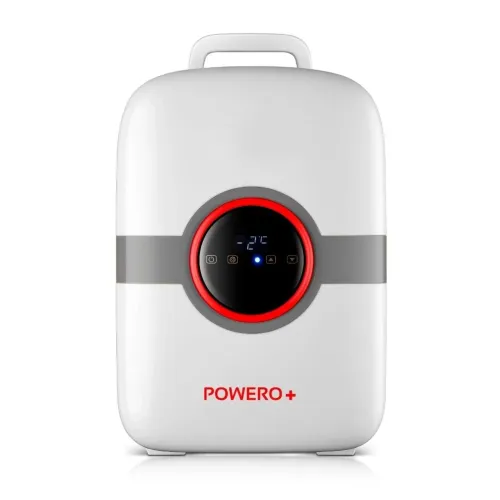 Powero+ 22L Mini Refrigerator Dual core CNC – White/Grey