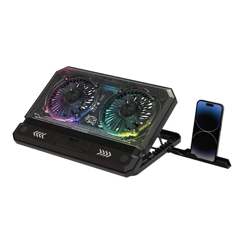 Porodo Gaming Crystal Shell Laptop Cooling Pad - Black