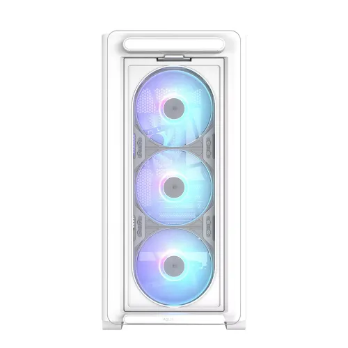 Asus A23 Plus Mid Tower Front Side & Left Side Tempered Glass Panel Case With 4 Fan RGB - White