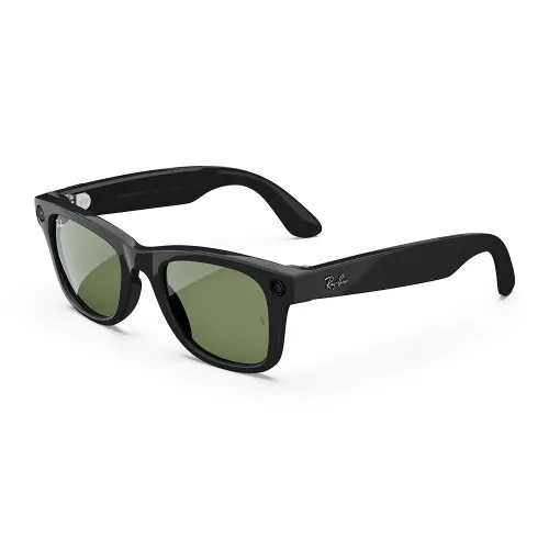 Ray-Ban Meta - Wayfarer glasses with Meta AI, Audio, Photo, Video Compatibility - Green Lenses - Shiny Black