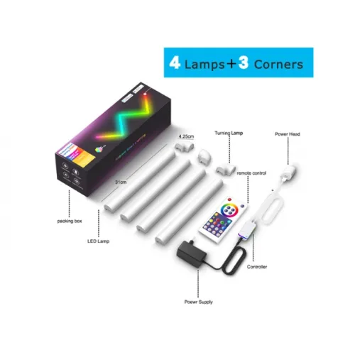 Ambient Smart Lighting Rgbic Smart App Control Flow Light Bar Slx06 (4*3) Pack