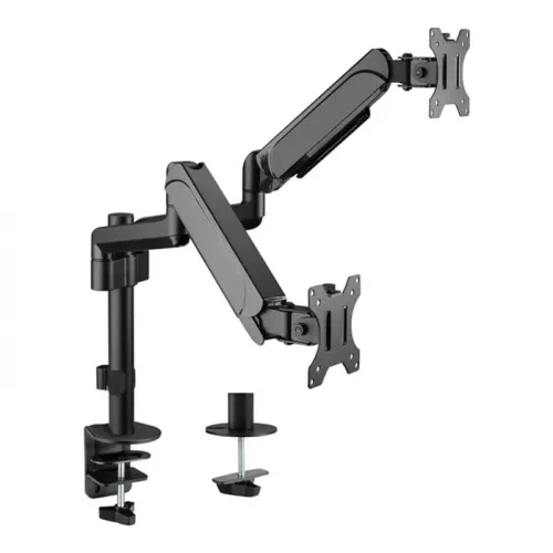 GAMEON GO-3356 Pole-Mounted Gas Spring Dual Monitor Arm - 17" - 32", Each Arm Up To 9 KG, Black