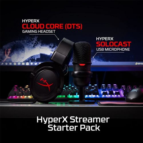 HyperX - Streamer Starter Pack – SoloCast USB Microphone and Cloud Core Gaming Headset with DTS