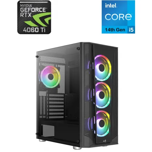 Aerocool Intel Core I5-14th Gen Rtx 4060ti Gaming Pc - Black