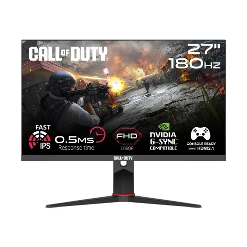 Gameon Call Of Duty (Cod) Cod27fhd180ips 27" Fhd, 180hz, Mprt 0.5ms, Hdmi 2.1, Fast Ips, Hdr Ready Gaming Monitor With Adjustable Stand (Support Ps5) - Black