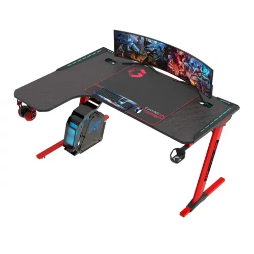 GAMEON Phantom XL-L Series L-Shaped RGB Flowing Light Gaming Desk (Size: 1400-600-720mm) - Left