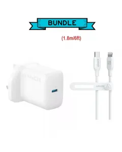 Anker 312 Usb-c Charger 20w - White With Usb-c To Lightning Cable (Bio-based 6ft) Bundle