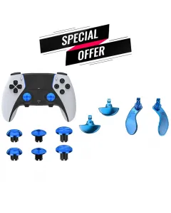 Metal Joystick Cap 6pcs & Metal Back Key 4 Pcs - Blue For Ps5 Edge Controller Bundle Offer