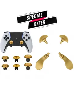 Metal Joystick Cap 6pcs & Metal Back Key 4 Pcs - Gold For Ps5 Edge Controller Bundle Offer