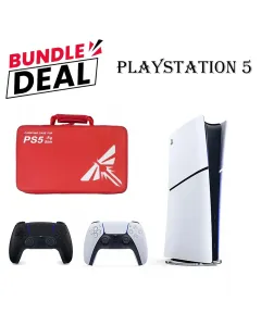 PS5 Slim Digital Console (R2) Bundle – Includes Controller + Carrying Bag Red
